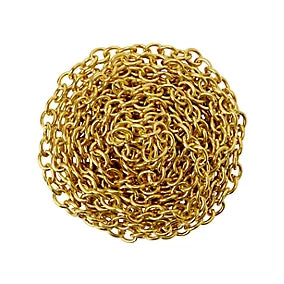 Solid Brass Oval Link Chain, Polished Brass, 10mm x 1.6mm, 10m Reel