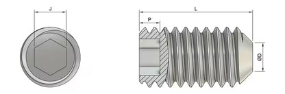 1/4-20 UNC x 3/4 Inch Imperial Socket Cup Point Set Screws (ANSI B18.3) - Stainless Steel (A2)