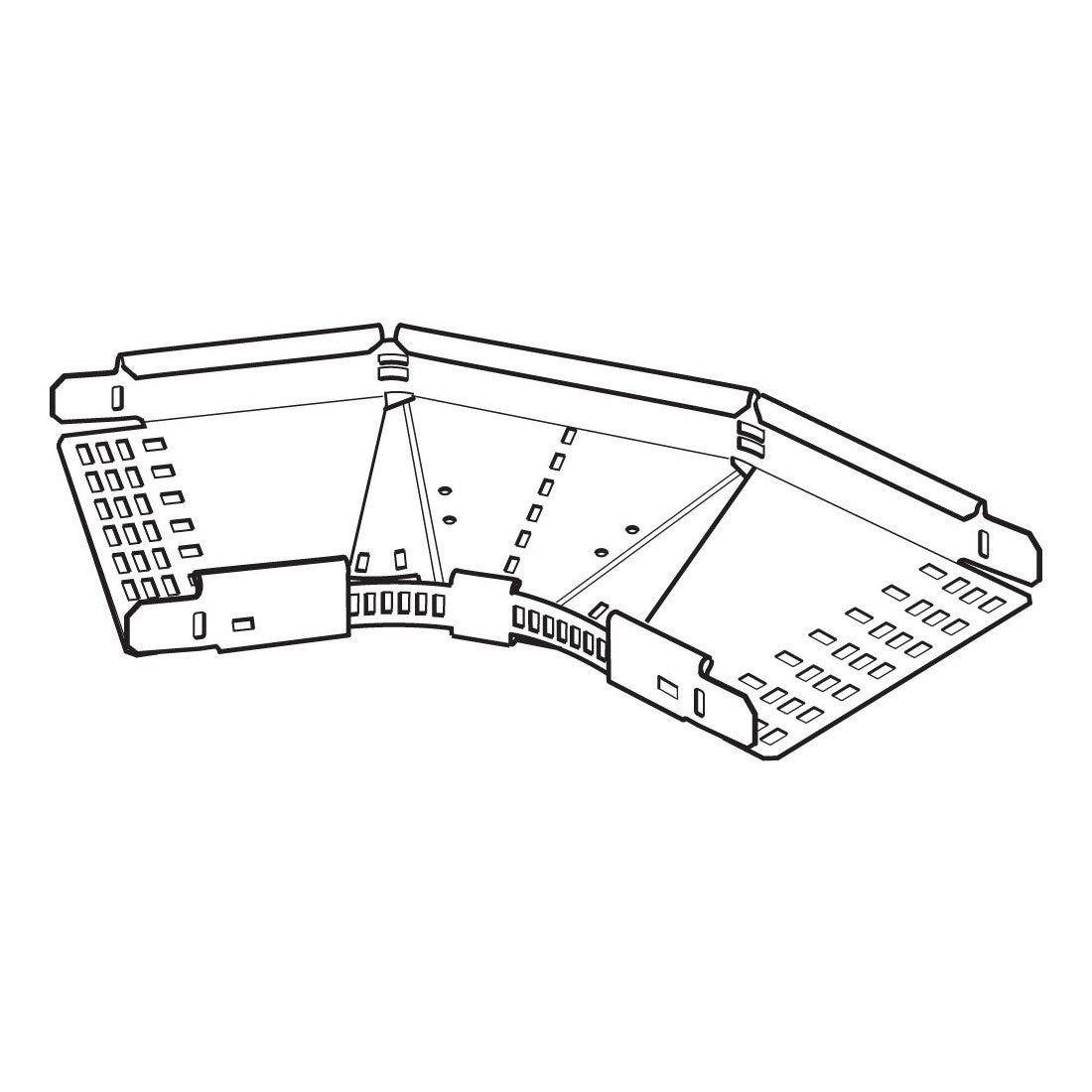 Swifts Heavy Duty Hot Dip Galvanised Steel Cable Tray Adjustable Bend 100mm x 50mm