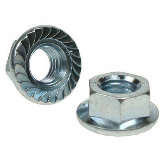 1/2 UNF SERRATED FLANGE NUTS BZP - 10 PACK